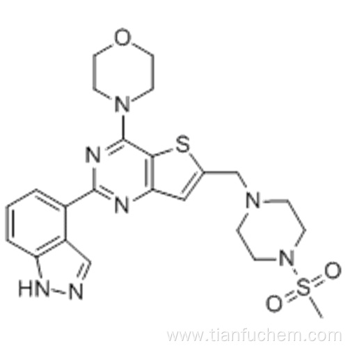 Thieno[3,2-d]pyrimidine, 2-(1H-indazol-4-yl)-6-[[4-(methylsulfonyl)-1-piperazinyl]methyl]-4-(4-morpholinyl)- CAS 957054-30-7